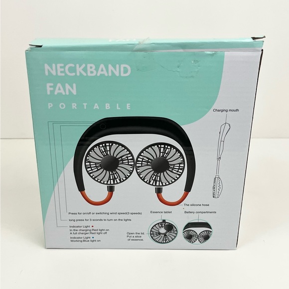 Portable Hands Free White Adjustable Cooling Neckband Fan With 3 Speeds - Picture 10 of 14